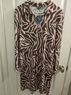 Melly M Pink and Brown Zebra Zip-Front Dress